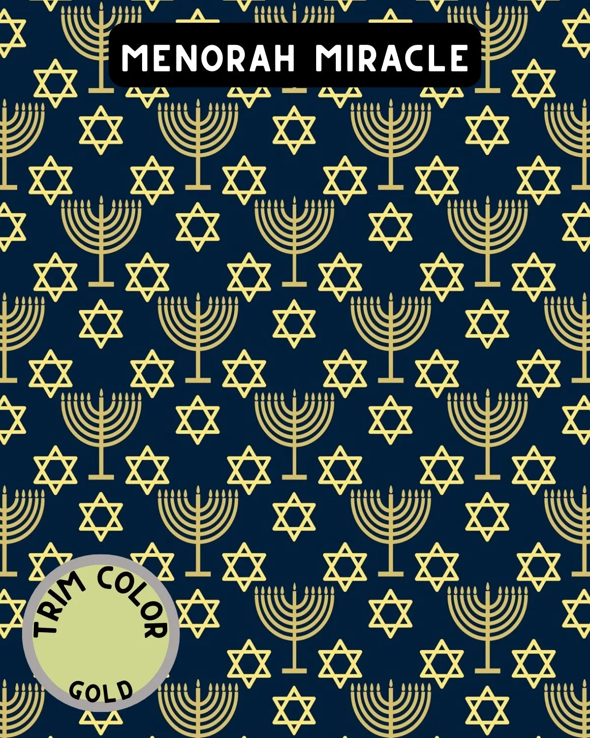 Menorah Miracle - Dog Pajama with Gold Neck & Trim/Sleeves