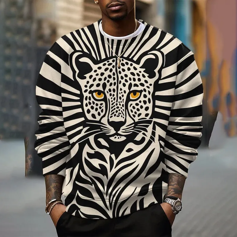 Men's Leopard Striped Art Print Casual Sweatshirt