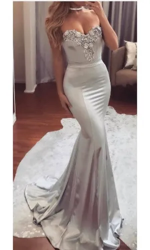 Mermaid Silver Evening Party Dress