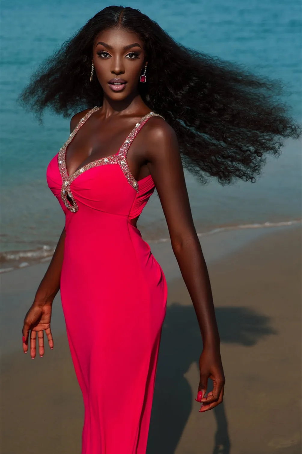 Mermaid Strap Sweetheart Ankle Length Sleeveless Backless Applique Prom Dress