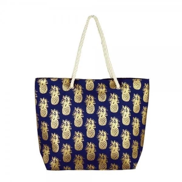 Metallic Pineapple Canvas Lake / Beach Bag