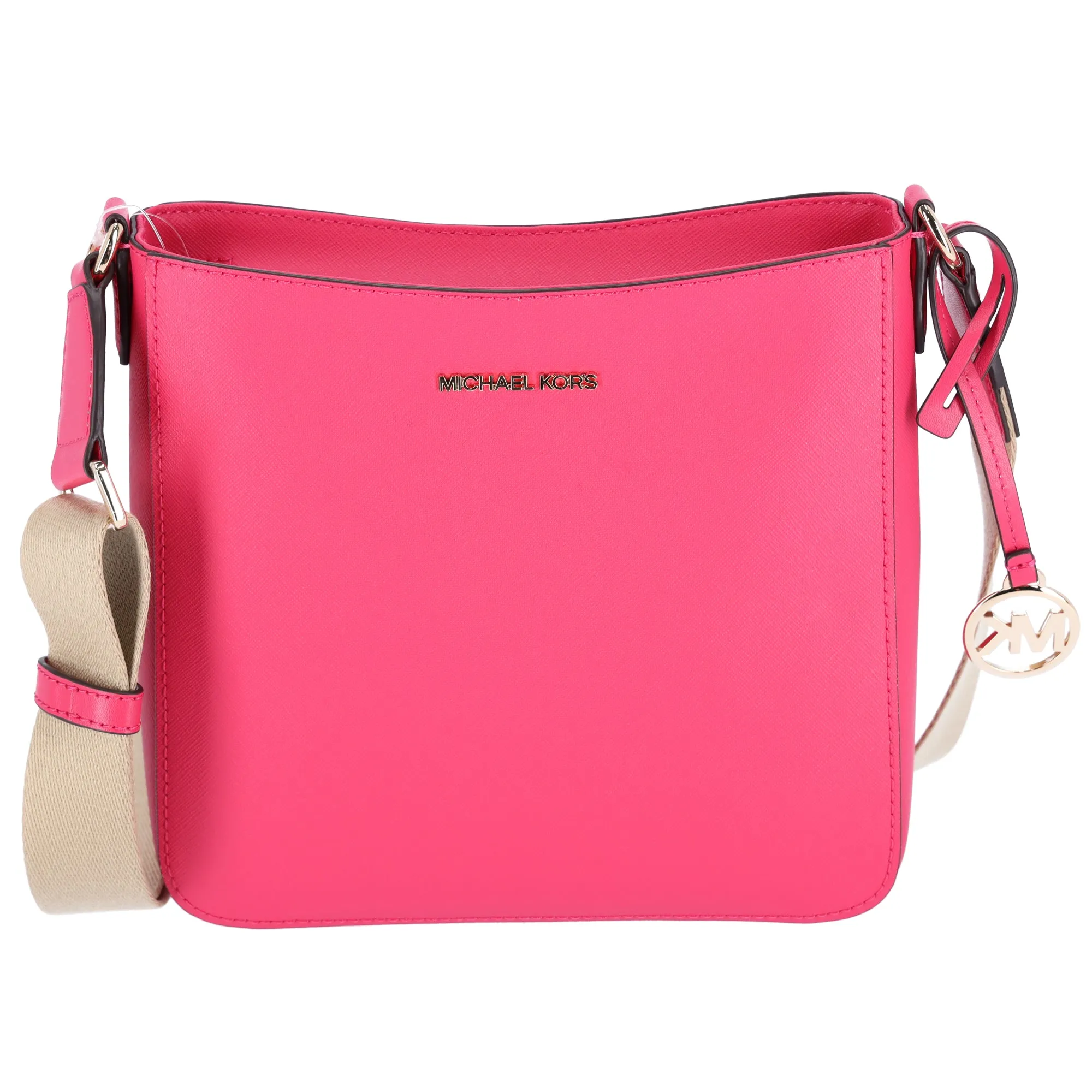 Michael Kors Jet Set Travel Small Messenger Bag Electric Pink Saffiano Leather