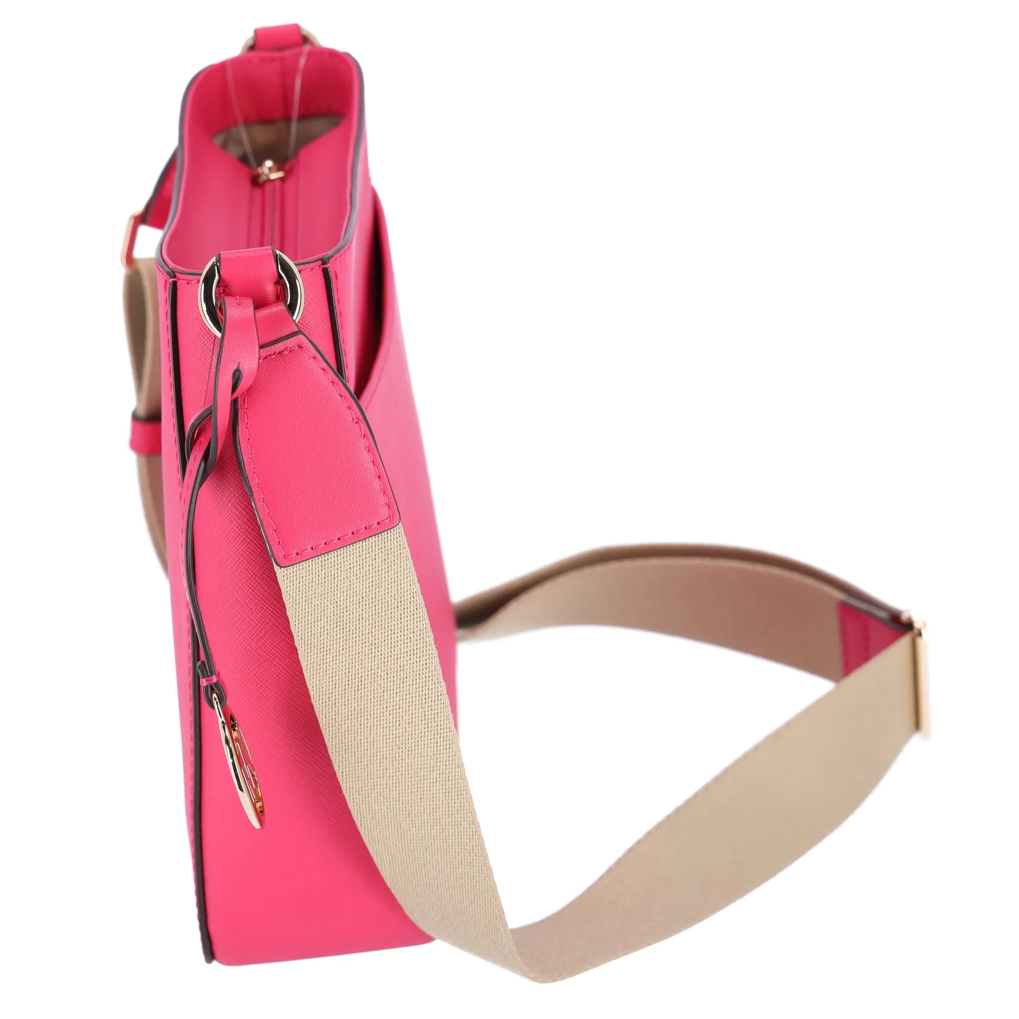 Michael Kors Jet Set Travel Small Messenger Bag Electric Pink Saffiano Leather