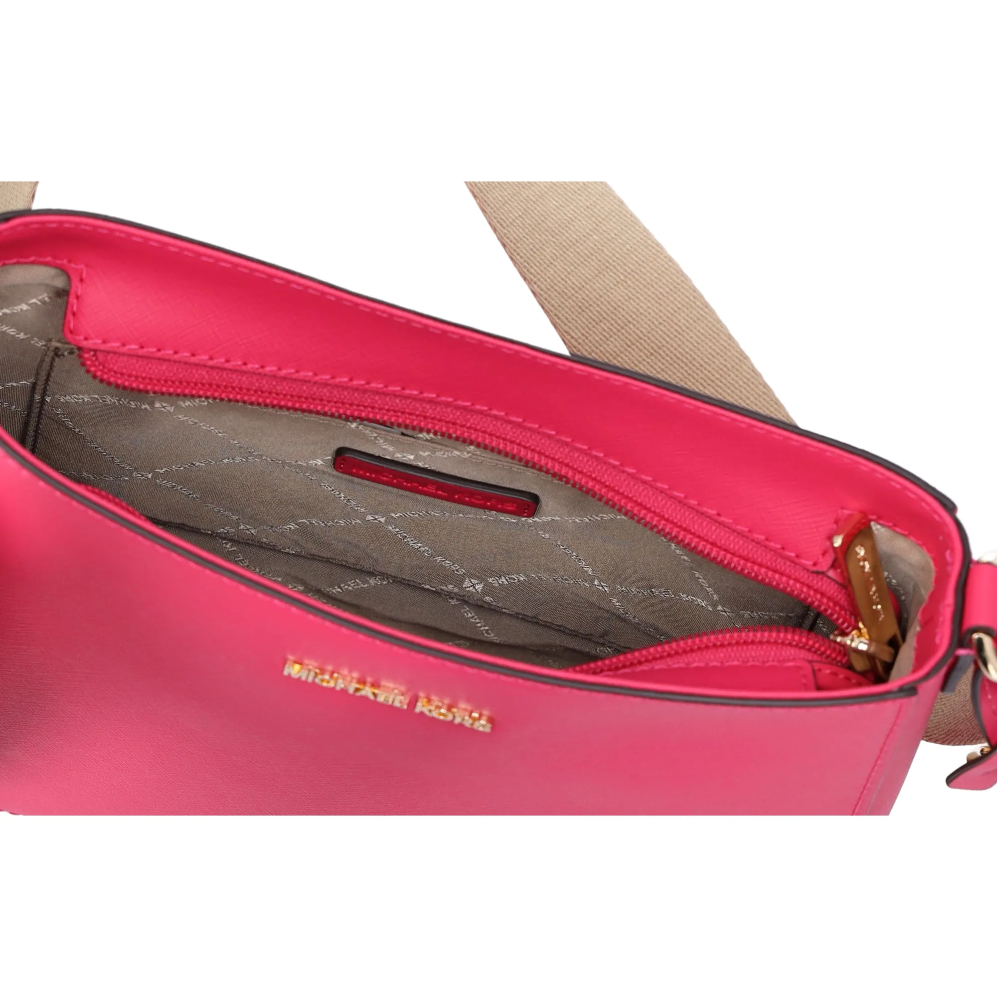 Michael Kors Jet Set Travel Small Messenger Bag Electric Pink Saffiano Leather