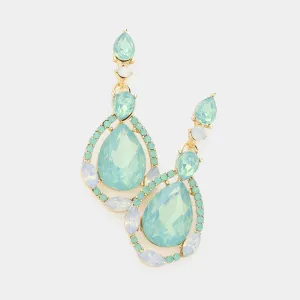 Mint Opal Teardrop Pageant Earrings | Prom Earrings | 300701