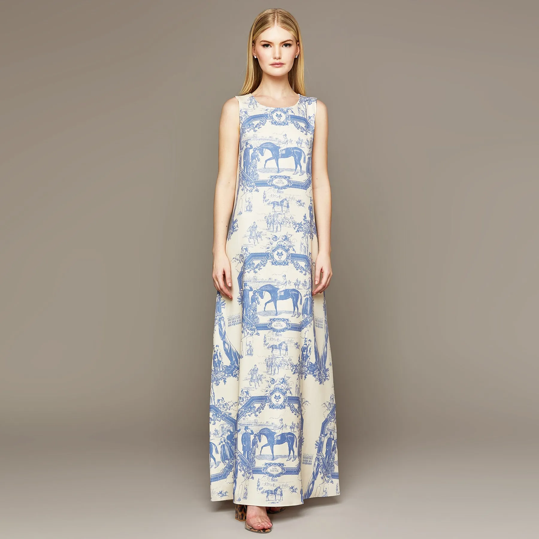MME. "TOILE" Garden Dress - CORNFLOWER