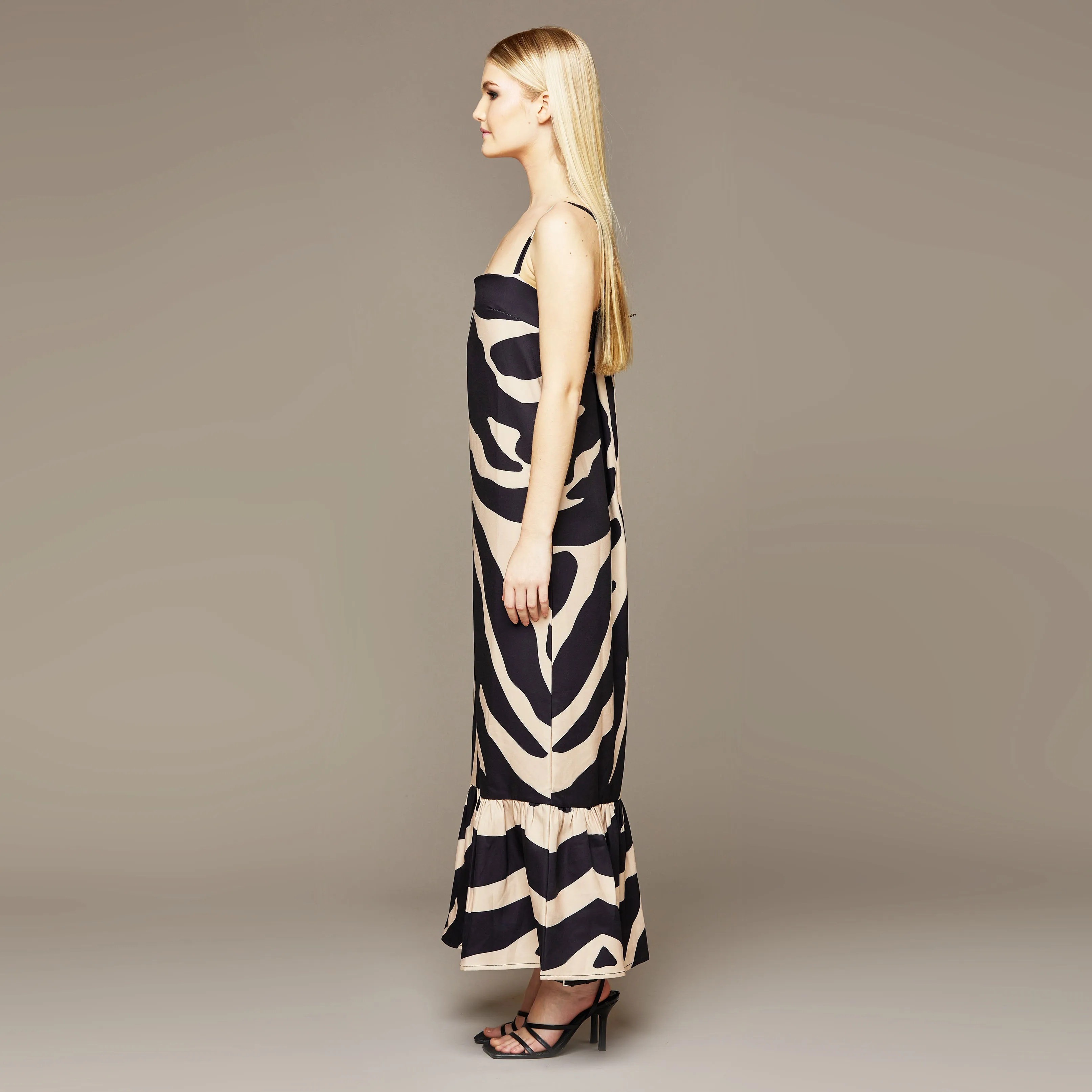 MME. "ZEBRA"  HAMPTONS SIP SLIP Dress - NOIR