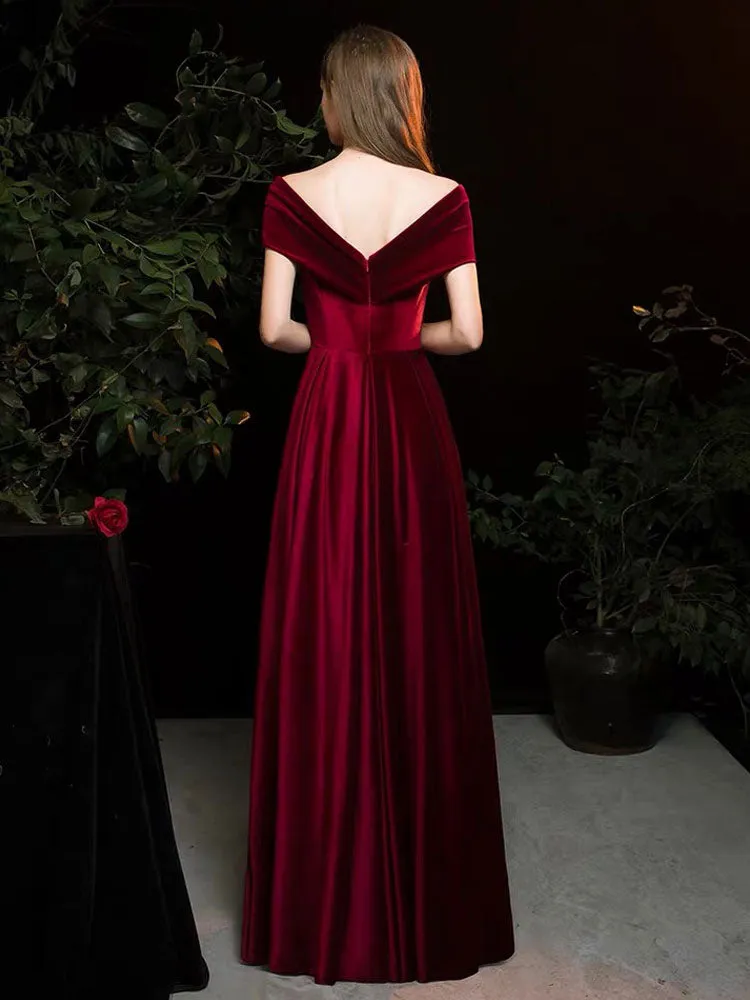 Modern Evening Dress A Line V Neck Matte Satin Floor Length Pleated Social Party Dresses