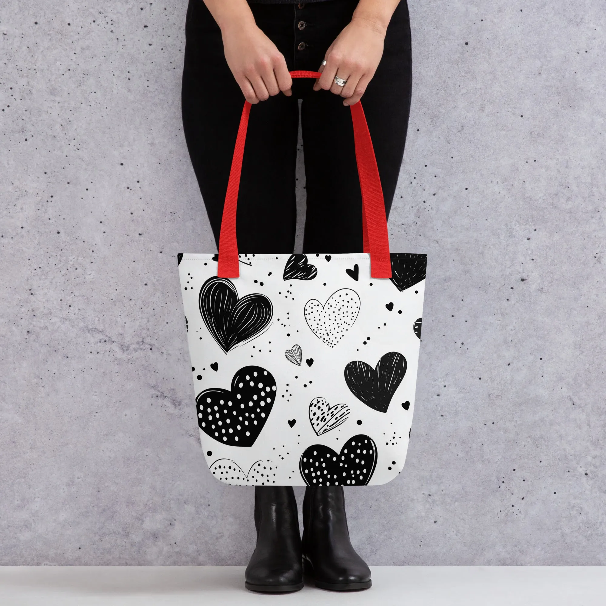 Monochrome Hearts - Tote Bag
