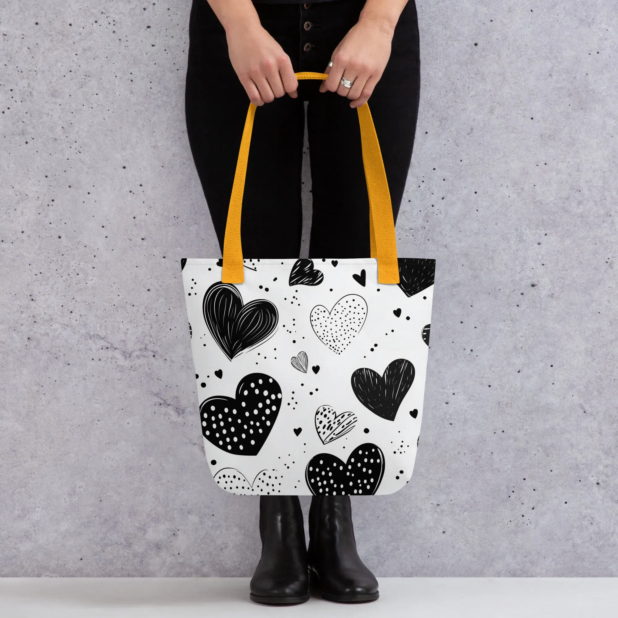 Monochrome Hearts - Tote Bag
