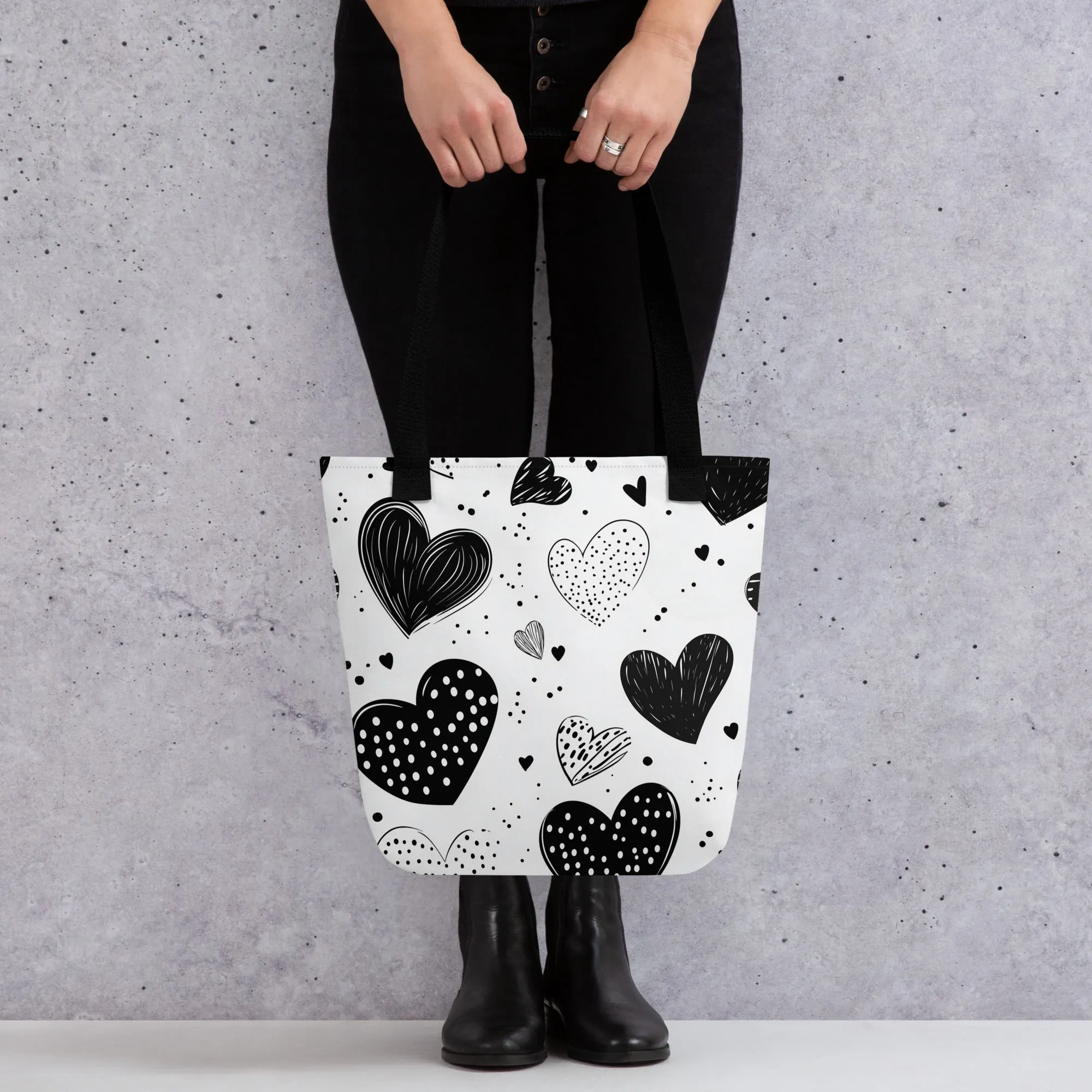 Monochrome Hearts - Tote Bag