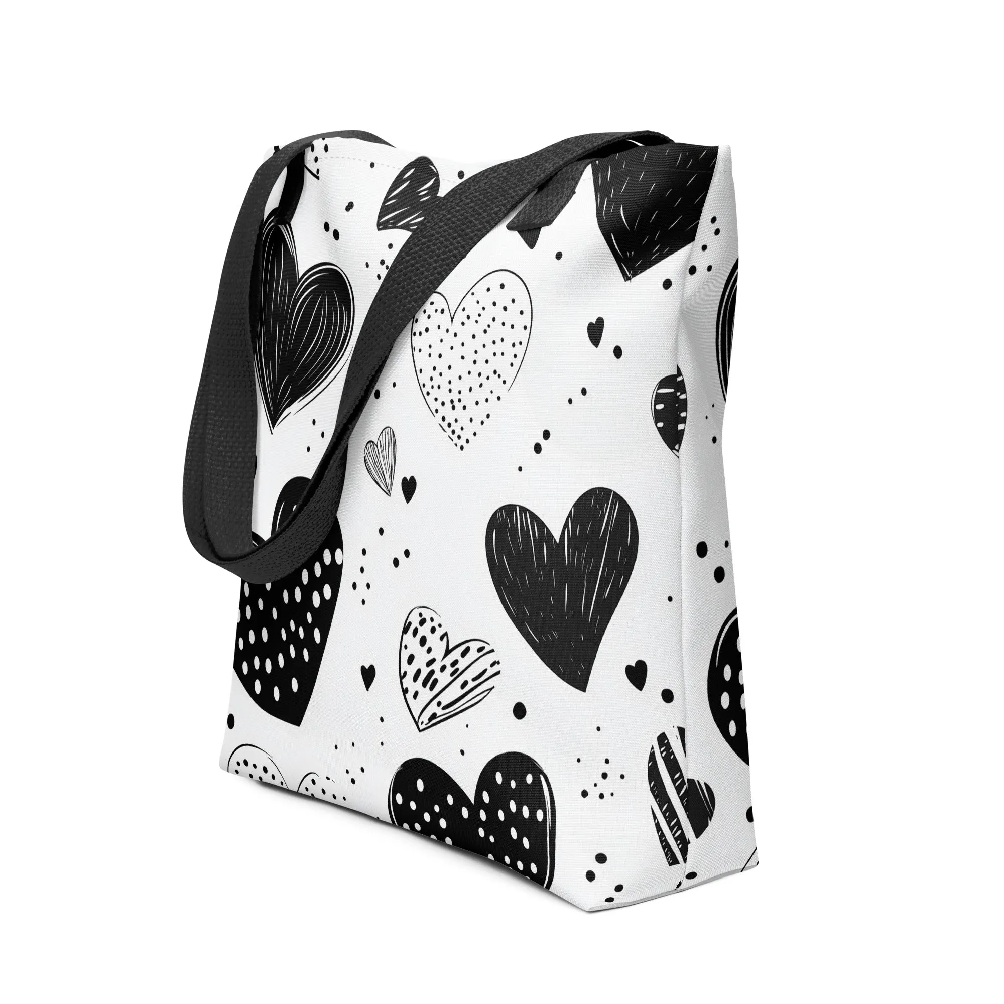 Monochrome Hearts - Tote Bag