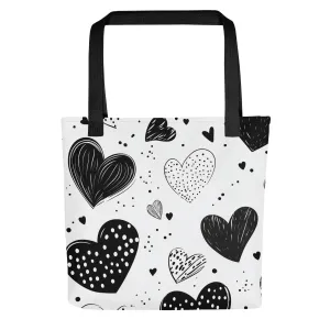Monochrome Hearts - Tote Bag