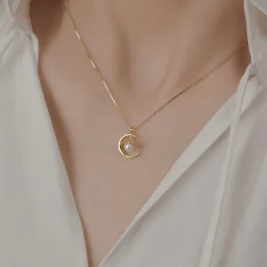Moon and Saturn Necklace (Solid Silver)