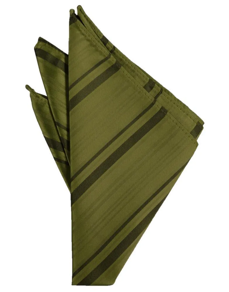 Moss Striped Satin Pocket Square