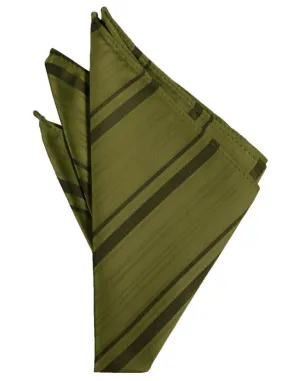 Moss Striped Satin Pocket Square