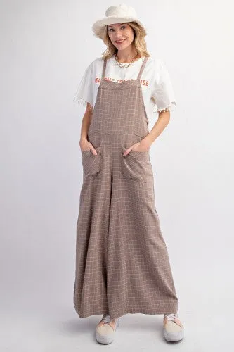 Mushroom Checkerboard Twill Jumpsuit