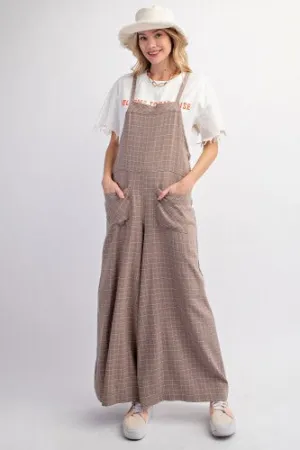 Mushroom Checkerboard Twill Jumpsuit