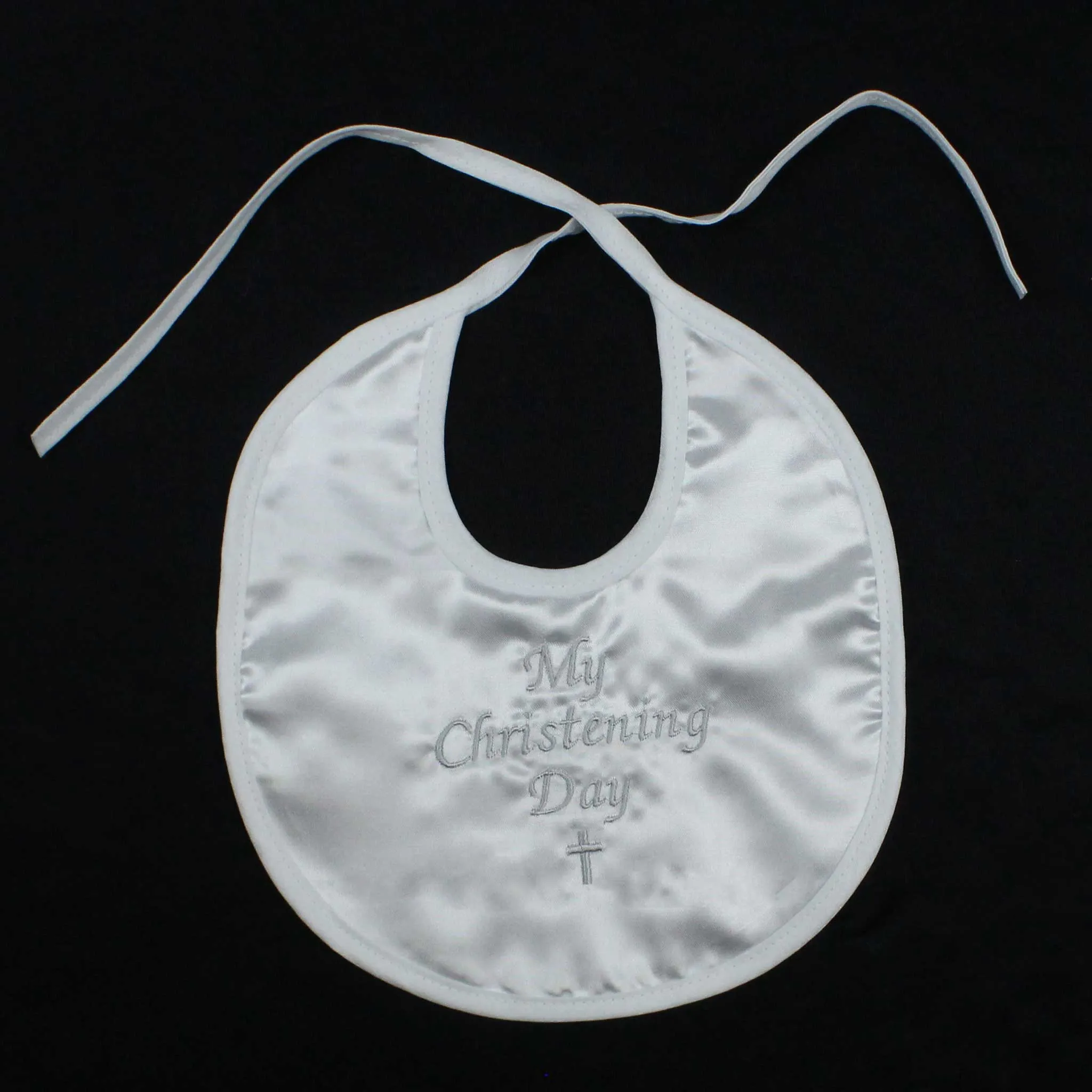 My Christening Day Satin Fancy White Baby Bib