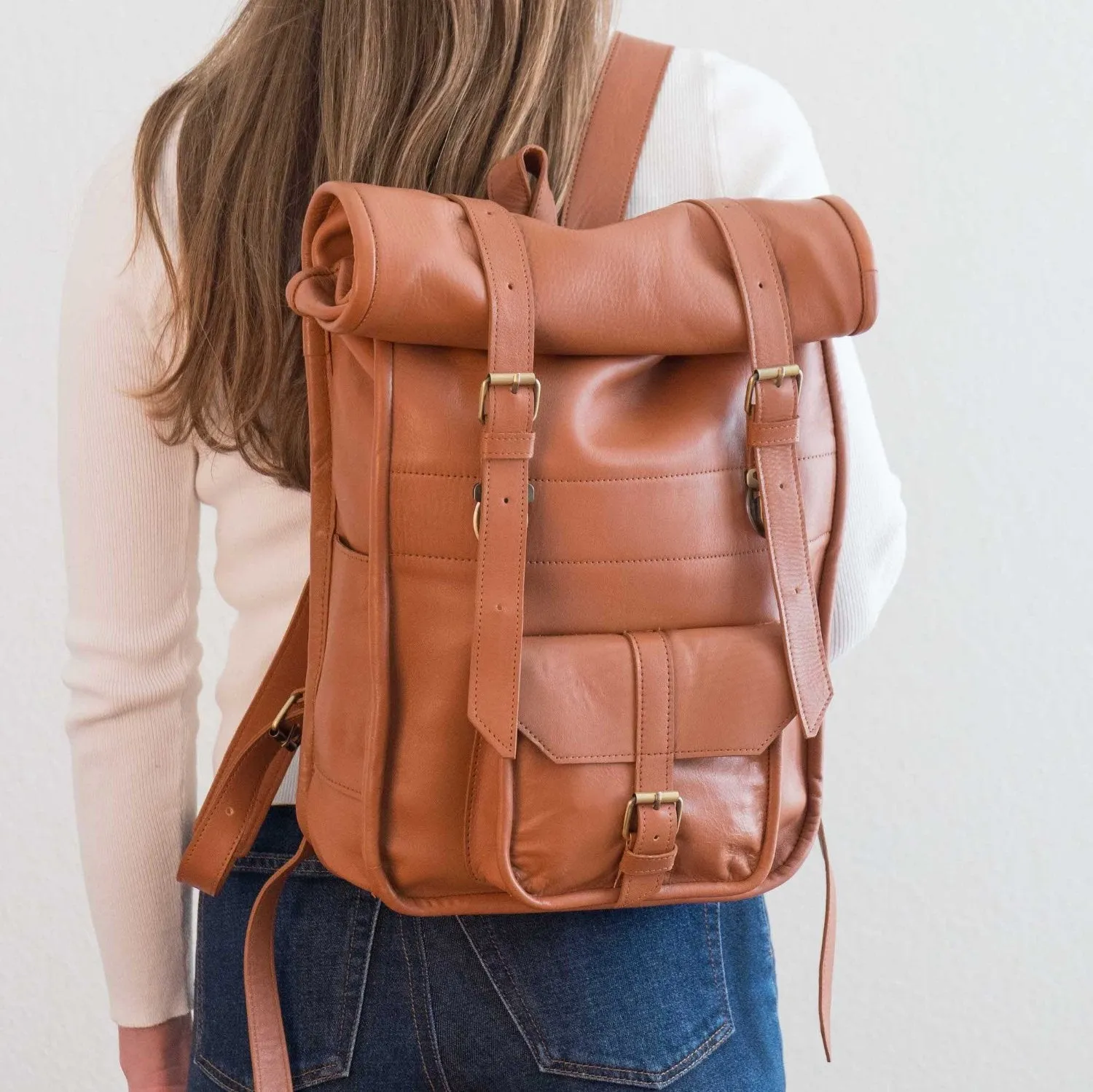 Mystery Leather Rolltop Backpack