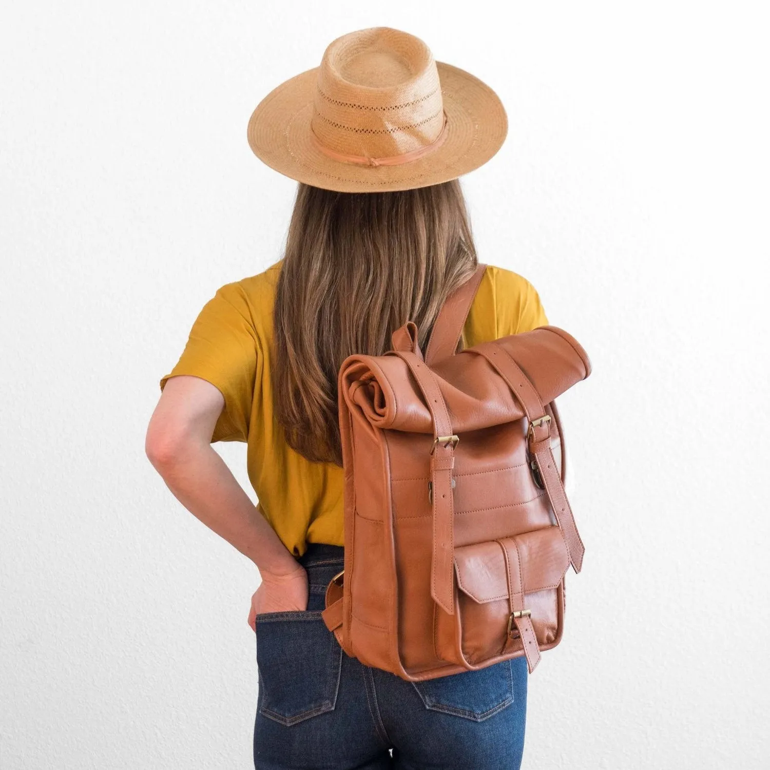 Mystery Leather Rolltop Backpack