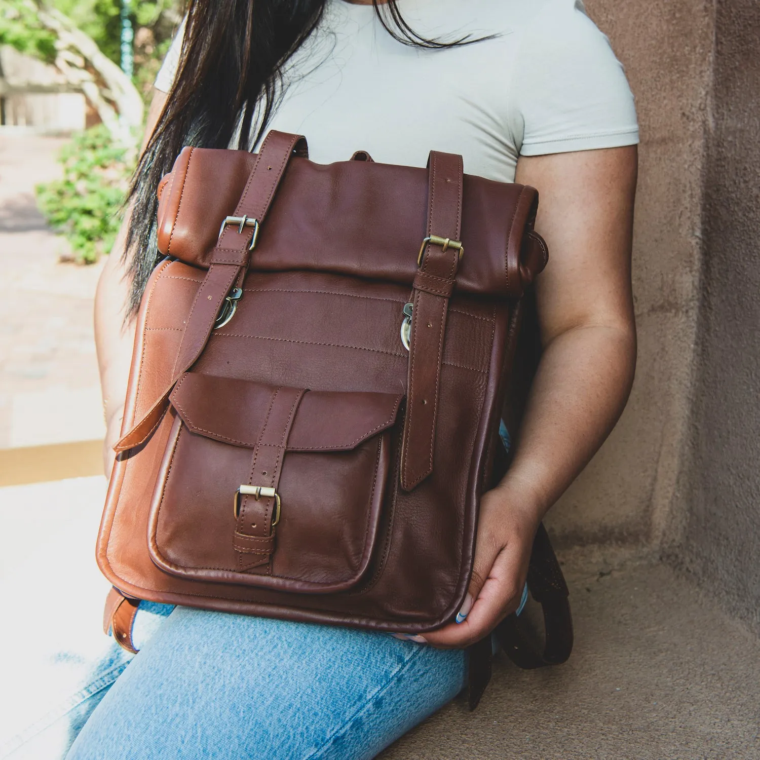 Mystery Leather Rolltop Backpack