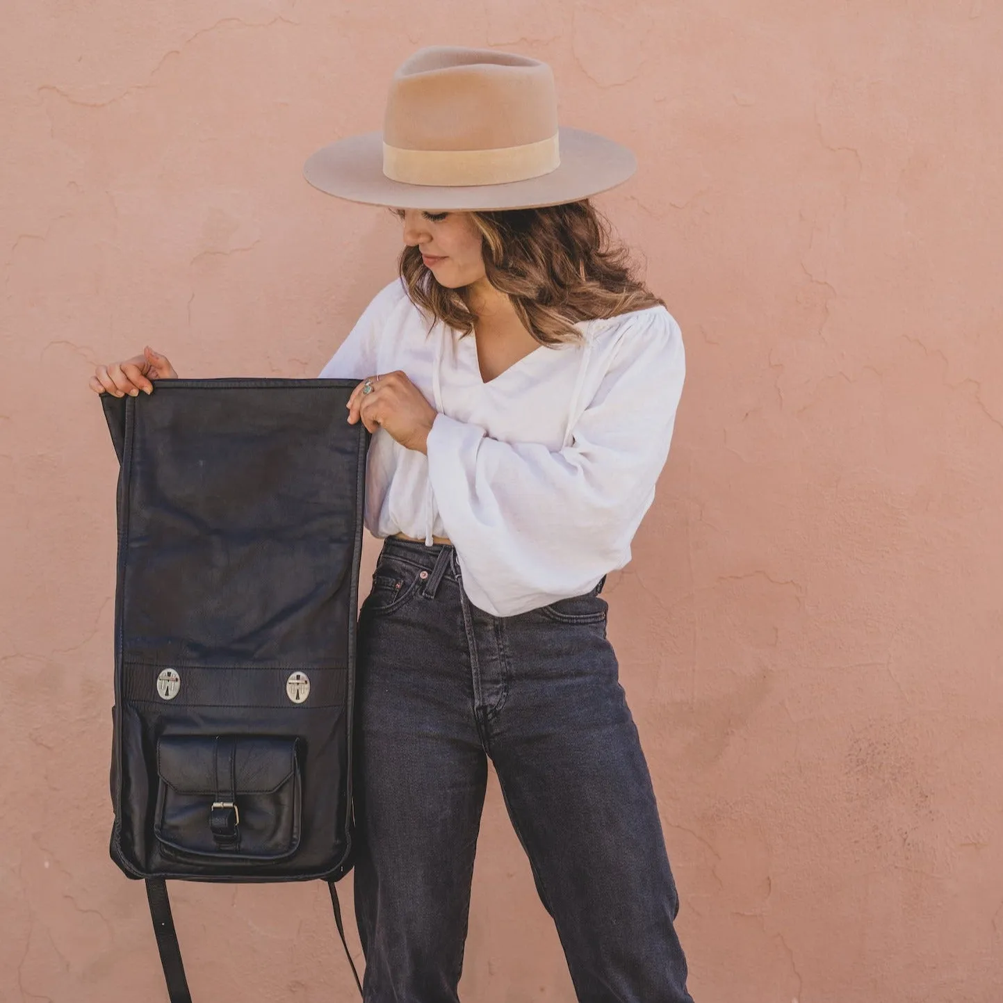 Mystery Leather Rolltop Backpack