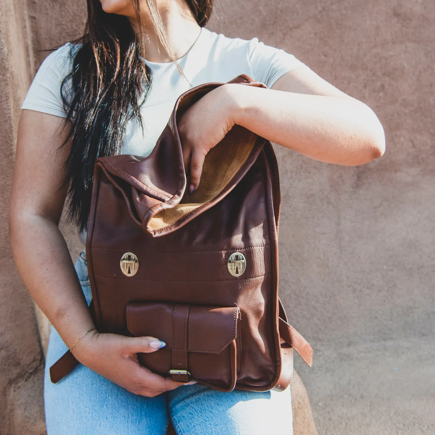 Mystery Leather Rolltop Backpack