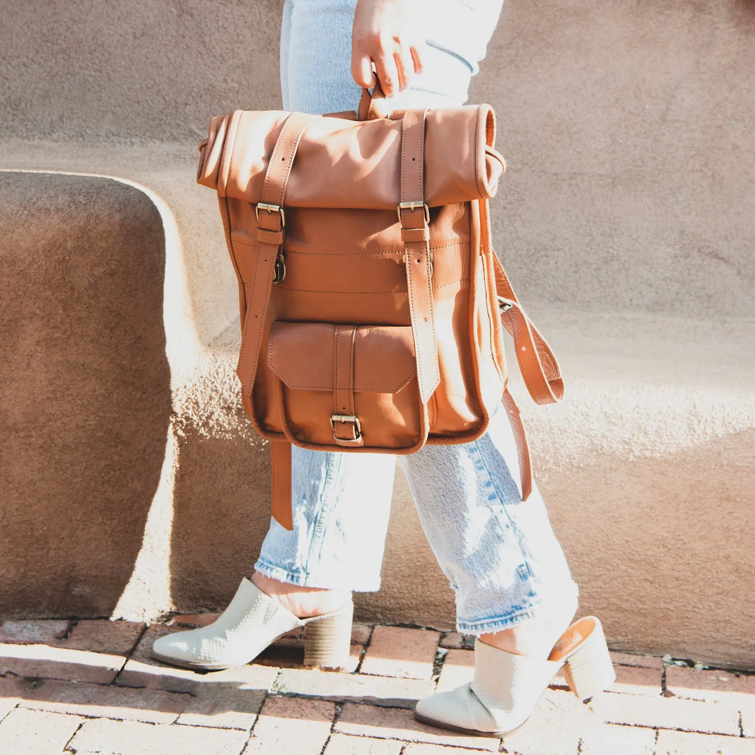 Mystery Leather Rolltop Backpack