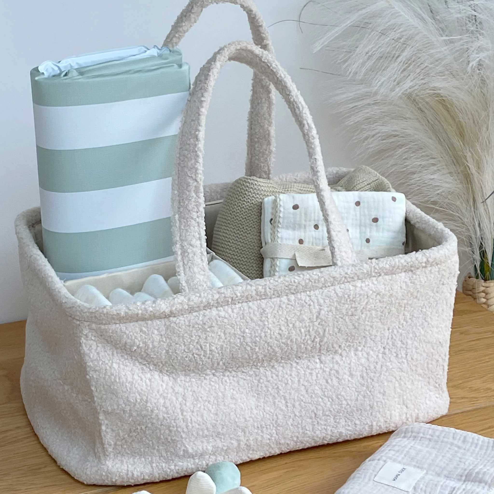 Nappy Caddy - Teddy Fleece - Ivory