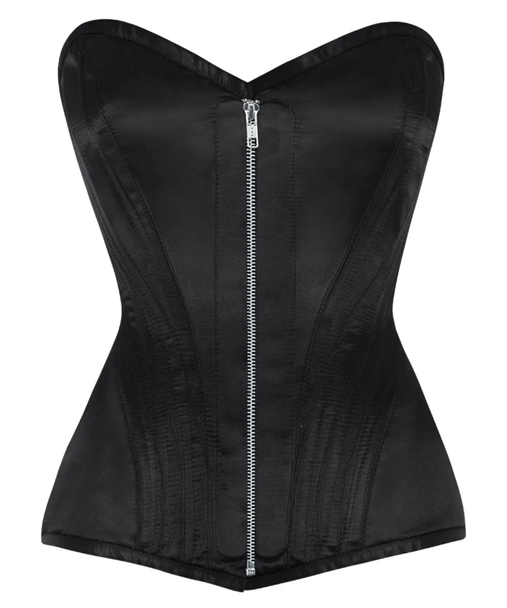 Nayeli Satin Overbust Black Corset