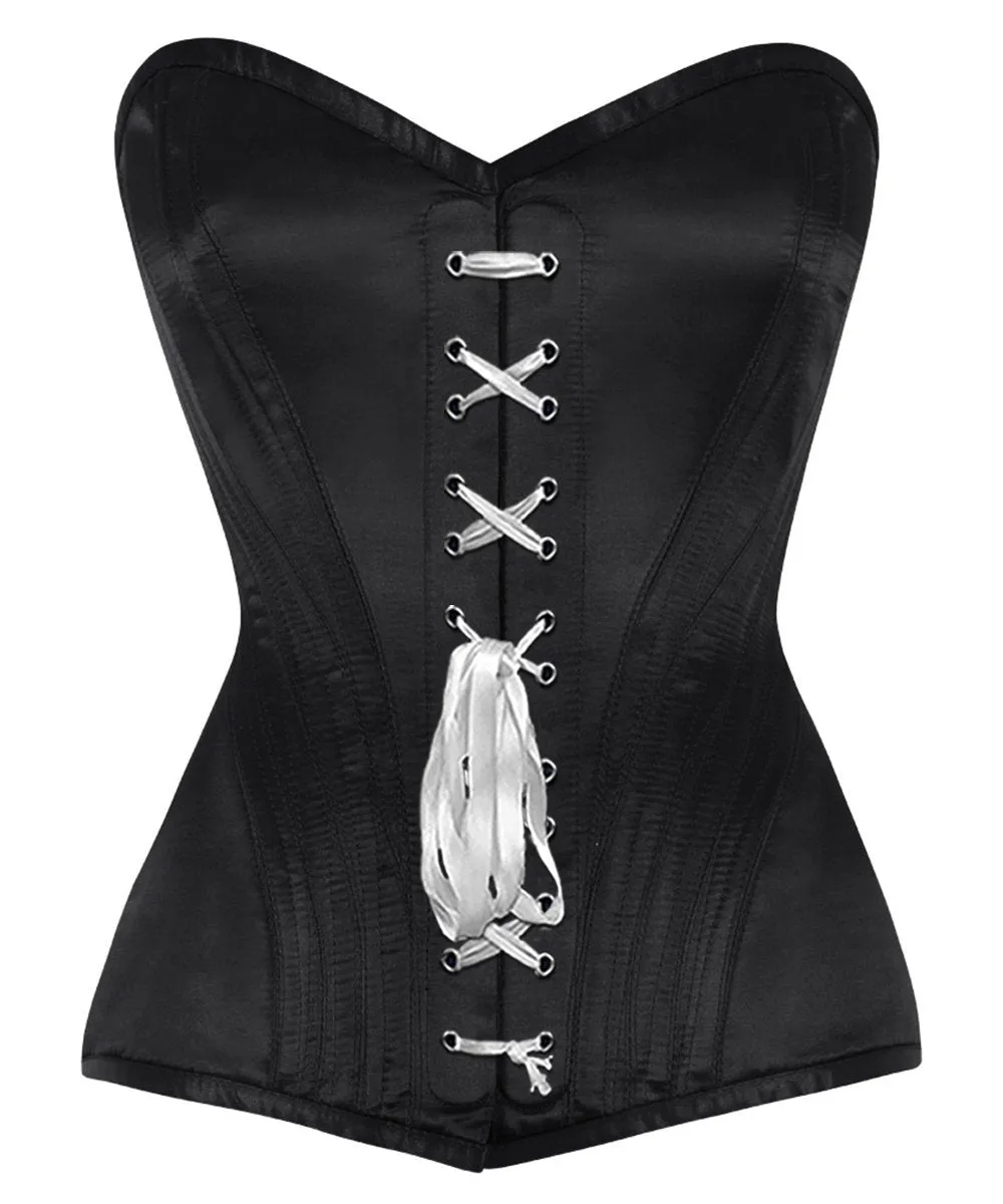 Nayeli Satin Overbust Black Corset