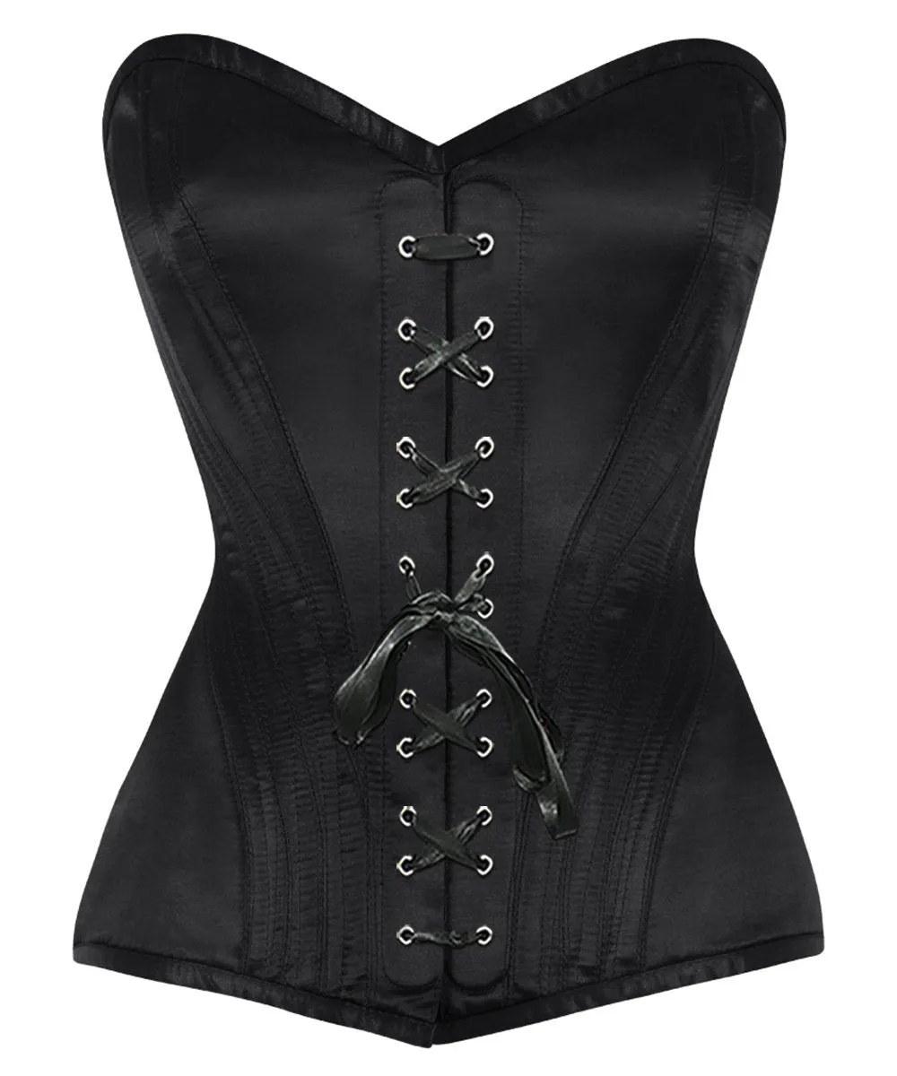 Nayeli Satin Overbust Black Corset
