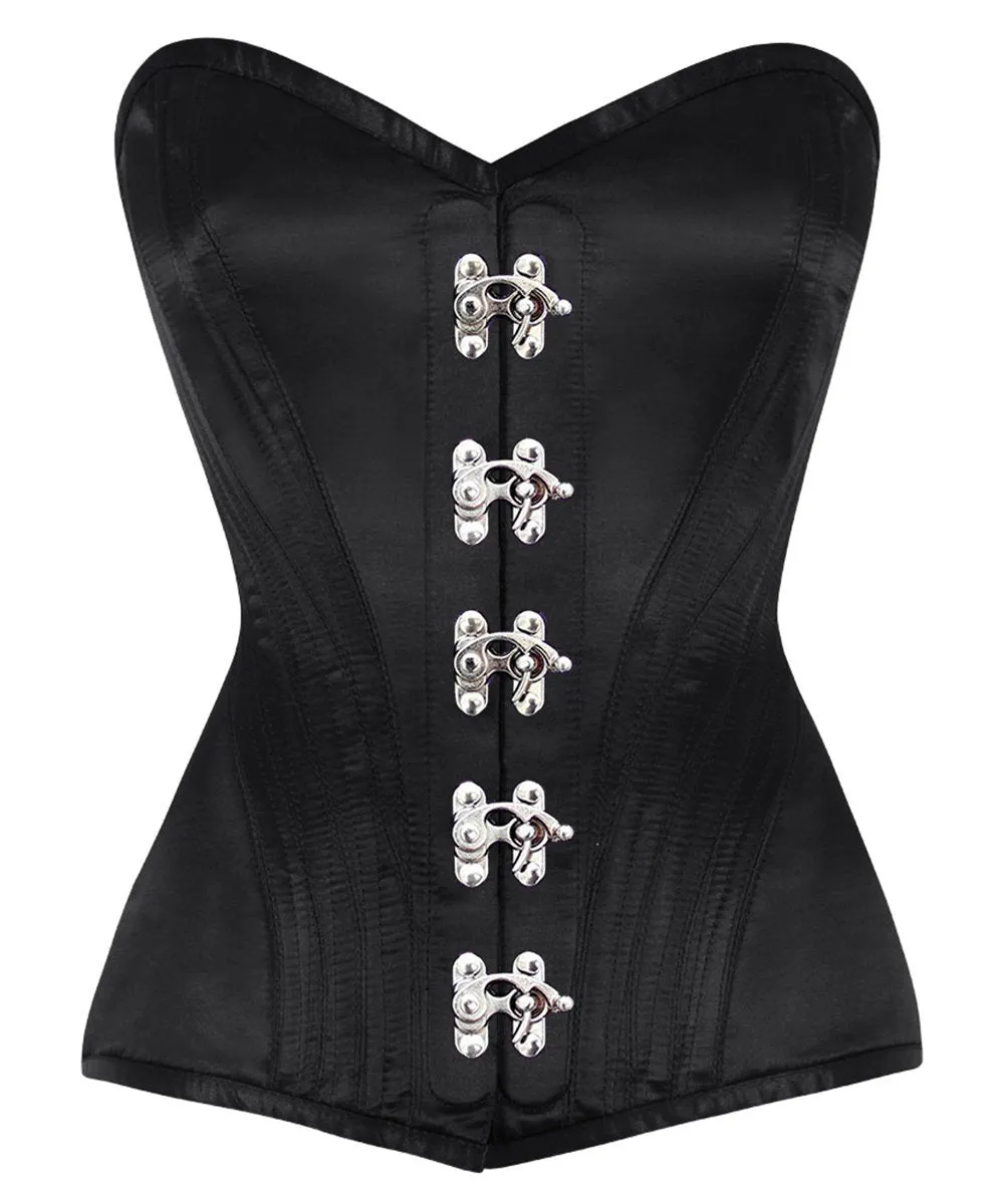 Nayeli Satin Overbust Black Corset