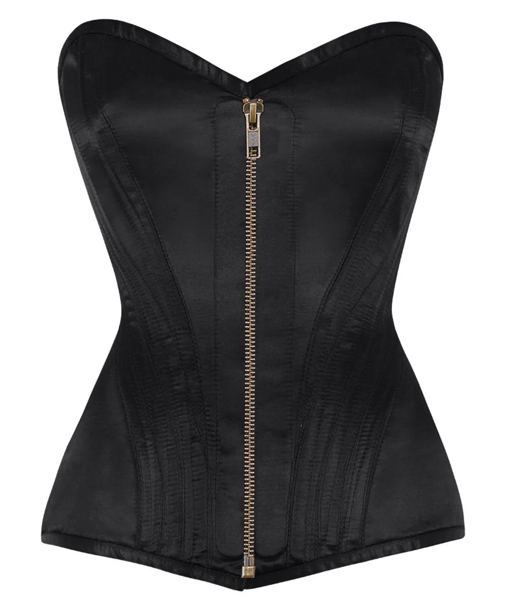 Nayeli Satin Overbust Black Corset
