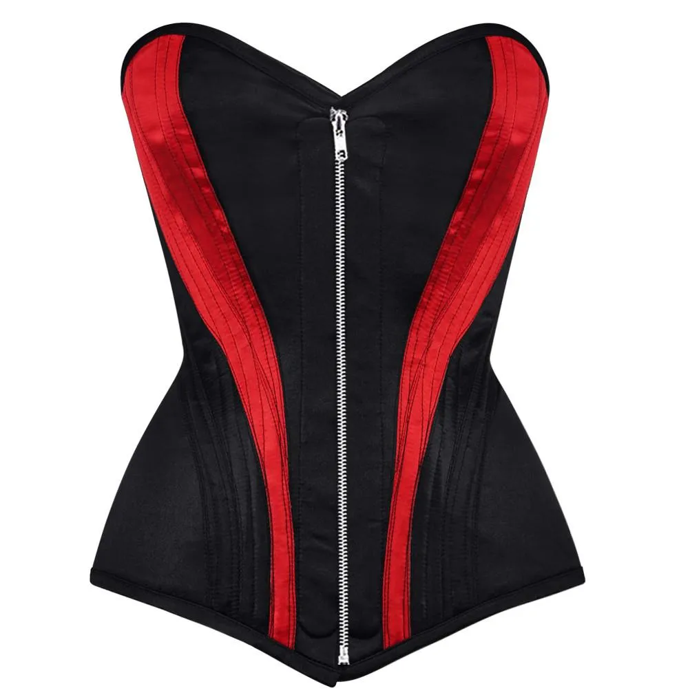 Nelly Satin Overbust Black/Red Corset