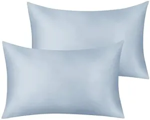NEW JINAMART Silk Satin Pillow Cases for Hair and Skin - Ultra Soft Body Pillowcases with Hidden Zipper - Hypoallergenic Satin Pillow Cases (Sky Blue, King 2-Pack)
