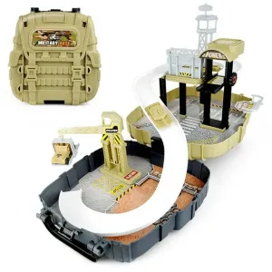 New Military Base Special Forces Fold and Go Backpack Toy Set! Includes fold out Backpack, 4 vehicles, 1 helicopter! Ages 3 