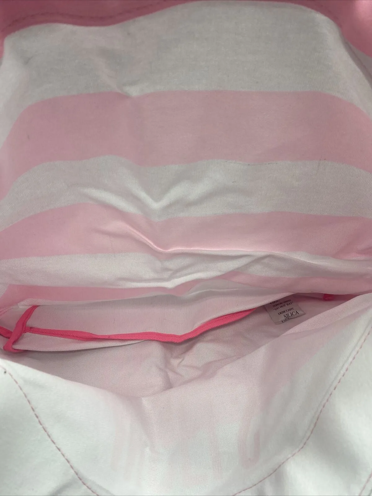New Victoria’s Secret Pink White Stripe Angels Landed Beach Bag Tote Gym