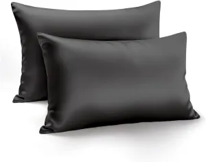 NEW Zenssia Satin Pillow Cases 2 Pack Standard, Silky Satin Pillowcase for Hair and Skin, Breathable Satin Pillow Cover with Hidden Zipper, 20x26 inches, Standard Size, Black