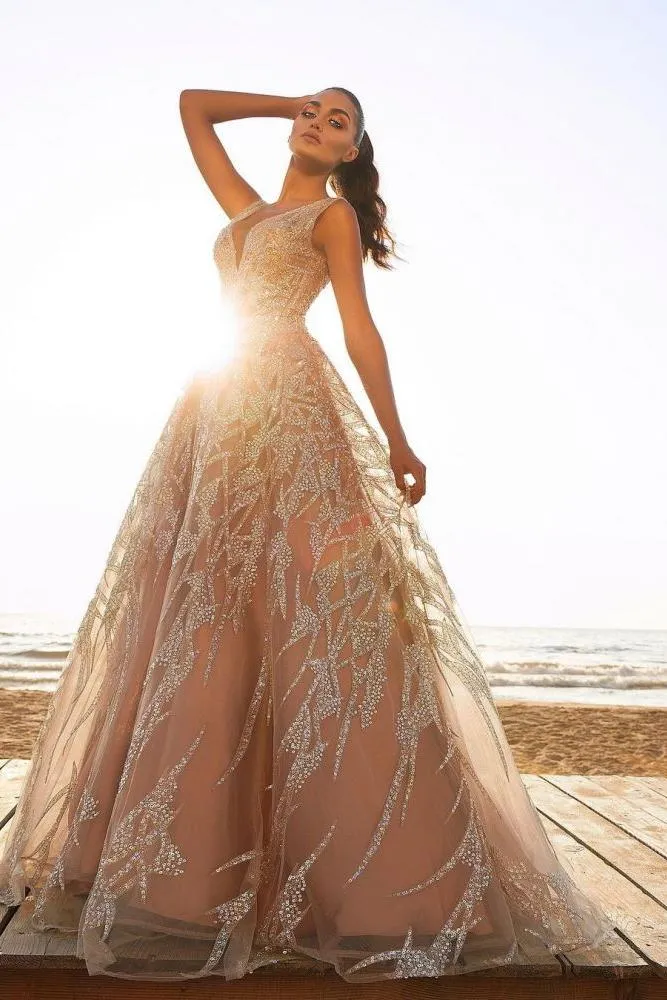 Off the Shoulder Sequins Aline Wedding Gown