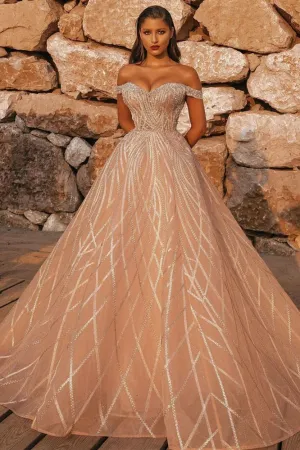 Off the Shoulder Sequins Aline Wedding Gown
