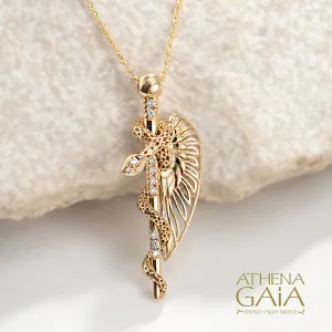 Olympian Hermes Caduceus Pendant with Necklace