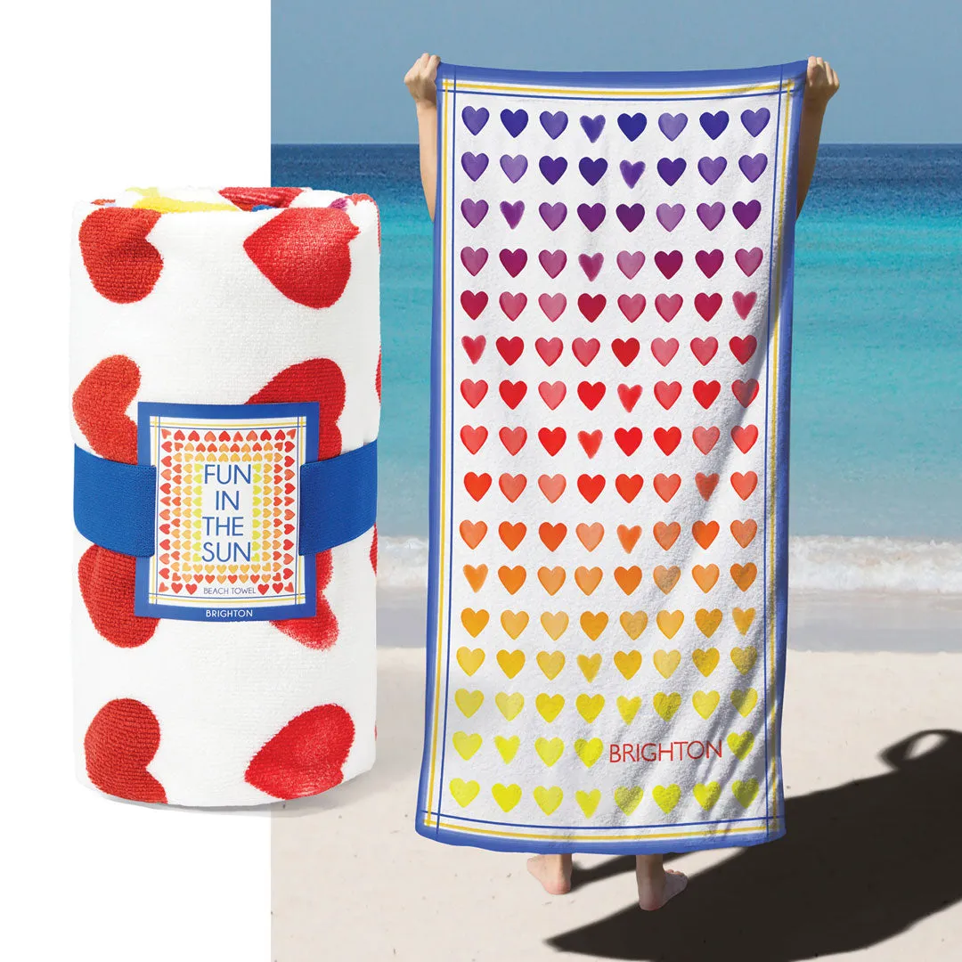 Ombré Heart Beach Towel