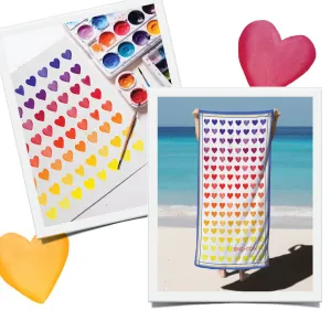 Ombré Heart Beach Towel