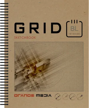 Orange Media GRID Sketchbook. Spiral Bound. Left Spine. Multi-Media. (8.5" x 11") 1/8" BOX. (BLUE). SB-2550-LS