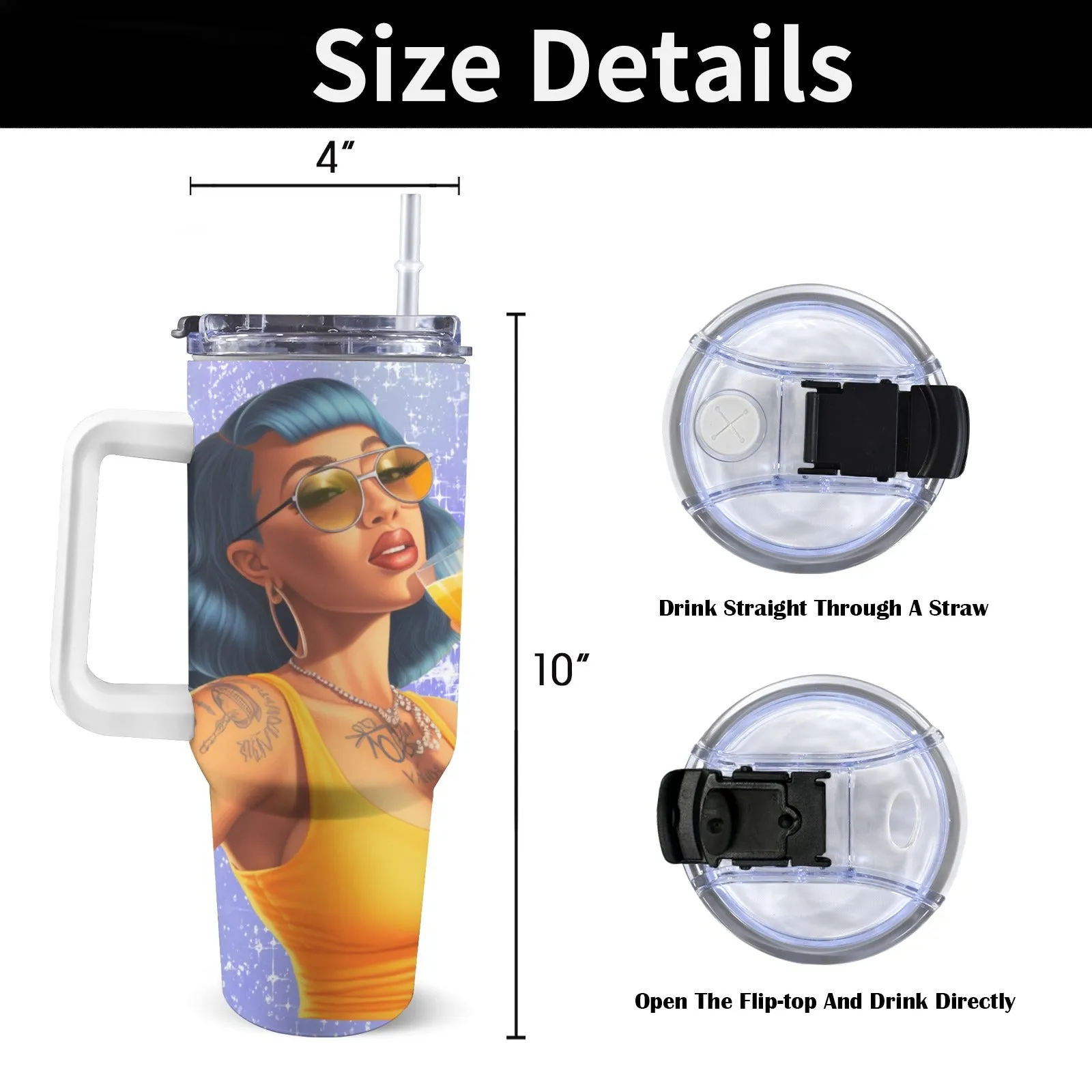 Orange Vibes 40oz Tumbler with Handle