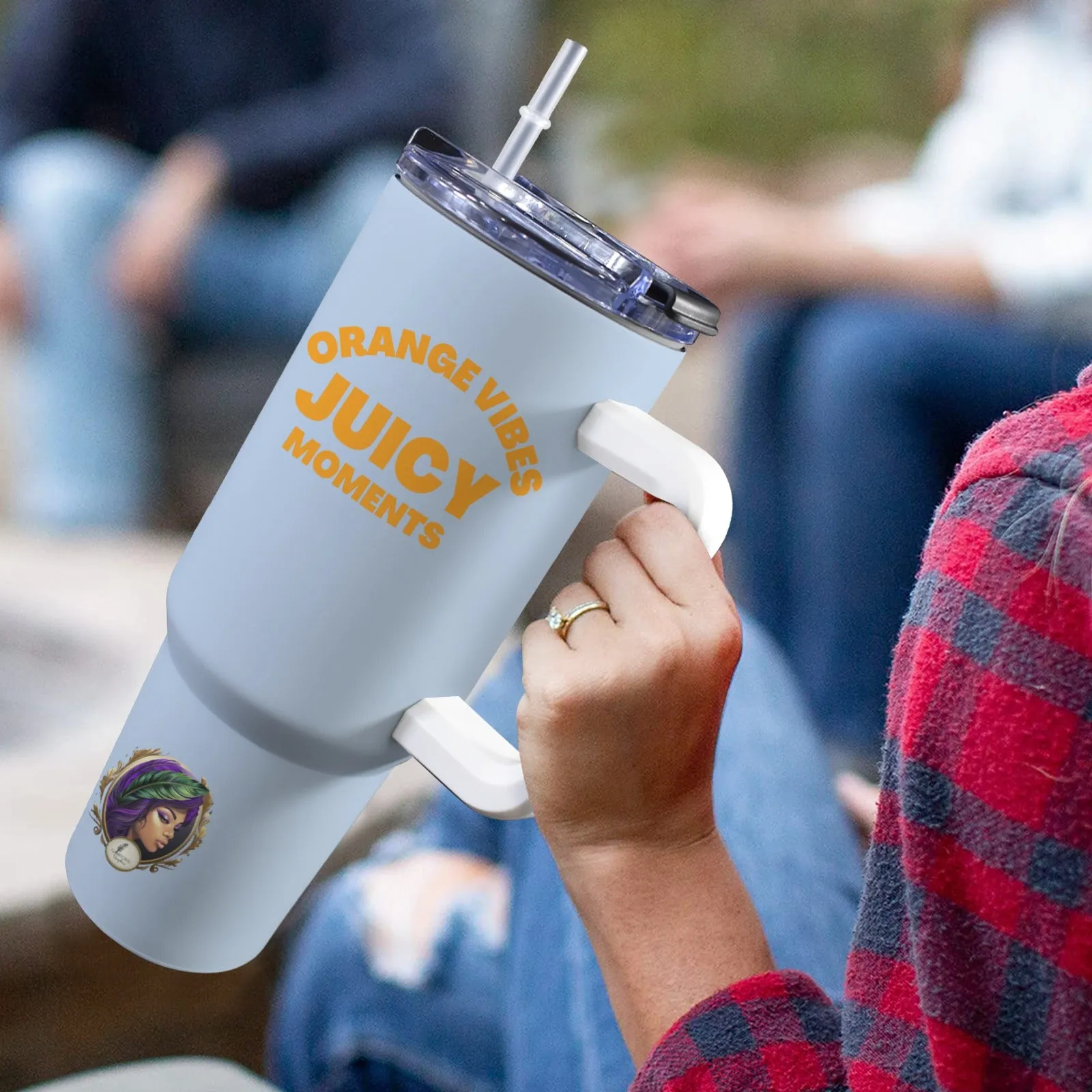 Orange Vibes 40oz Tumbler with Handle