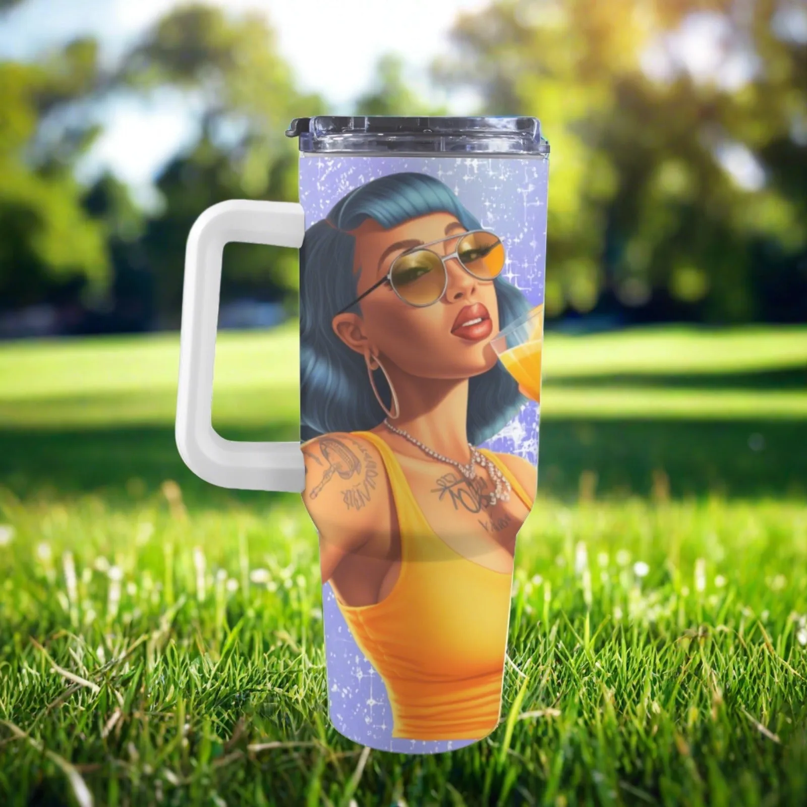 Orange Vibes 40oz Tumbler with Handle