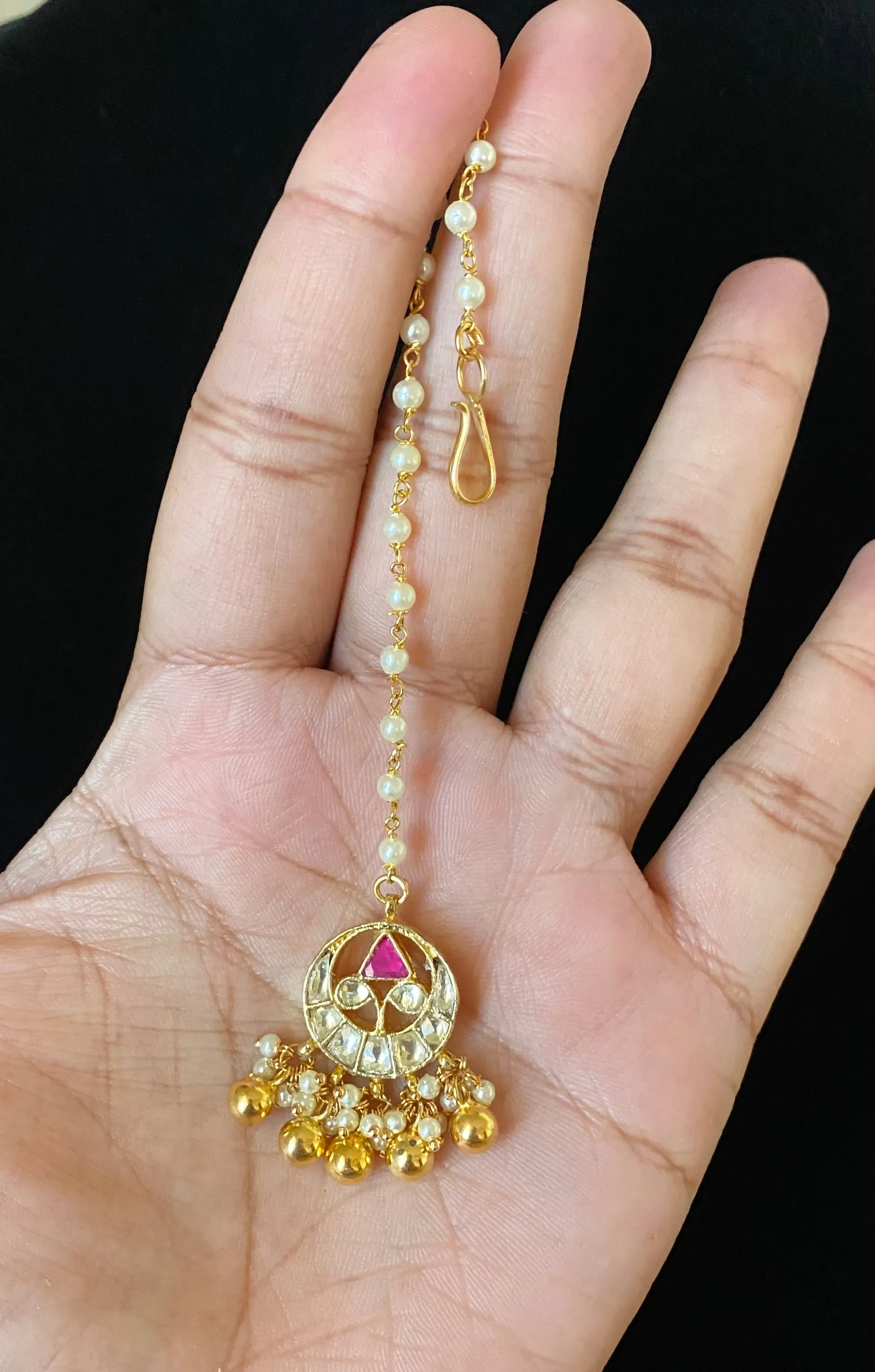 Pachi Kundan Maang Tika With Gold Finish HAK4